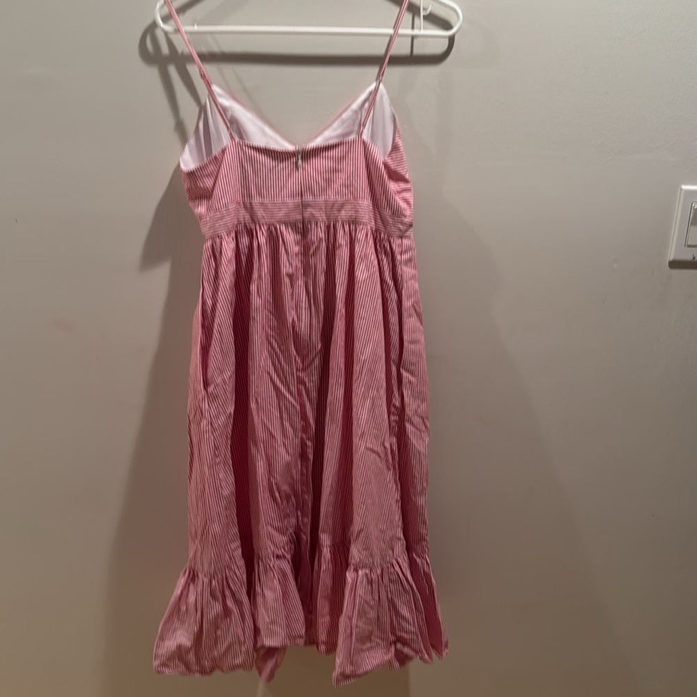 J. Crew Drapey Spaghetti strap red stripe Midi Dress 6 - Picture 5 of 7